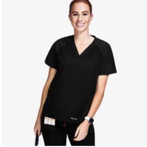 women's Black Mickey Mouse - V-Neck Scrub Top - M / Black
